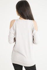 Nude 'Santa Rosa' Print Cold Shoulder Slouchy Top - Demi-Tops