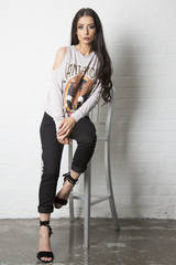 Nude 'Santa Rosa' Print Cold Shoulder Slouchy Top - Demi-Tops