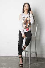 Nude 'Santa Rosa' Print Cold Shoulder Slouchy Top - Demi-Tops