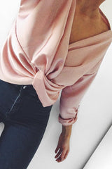 Nude Satin Twist Knot Front Top - Susanne-Tops