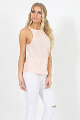 Nude Scallop Hem High Neck Vest - Kelsey-Tops