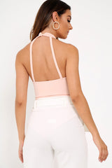 Nude Sequin Caged Halterneck Bodysuit - Aanvi-Bodysuits