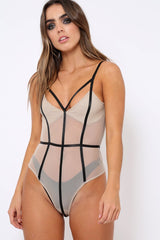 Nude Sheer Pannel Bodysuit - Wona-Bodysuits