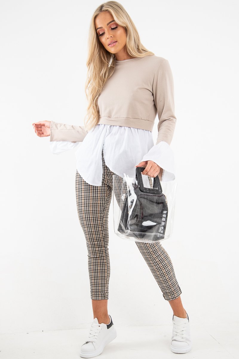 Nude Shirt Insert Crew Neck Jumper - Kamilla-Shirts