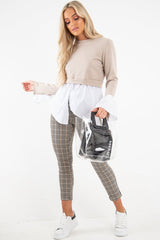 Nude Shirt Insert Crew Neck Jumper - Kamilla-Shirts