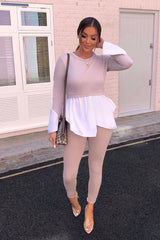 Nude Shirt Insert Crew Neck Jumper - Kamilla-Shirts