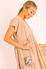 Nude Snake Cylindrical Chain Mini Bag - Kirstin-Bags