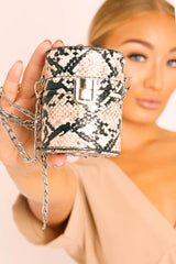 Nude Snake Cylindrical Chain Mini Bag - Kirstin-Bags