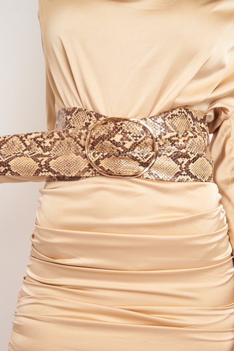 Nude Snake Oversized Gold Belt - Vicy-Belts