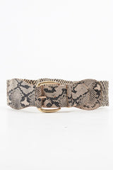 Nude Snakeskin Gold Hardware Wide Belt - Makenlee-Belts