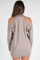 Nude Soft Cold Shoulder Jumper Dress - Tina-Jumper