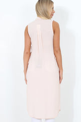 Nude Split Detail Longline Shirt - Eva-Dresses