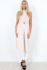 Nude Split Detail Longline Shirt - Eva-Dresses