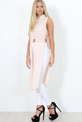 Nude Split Detail Longline Shirt - Eva-Dresses