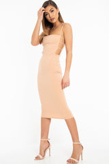 Nude Straight Leg Cut-out Side Midi Dress - Seraphine-Dresses