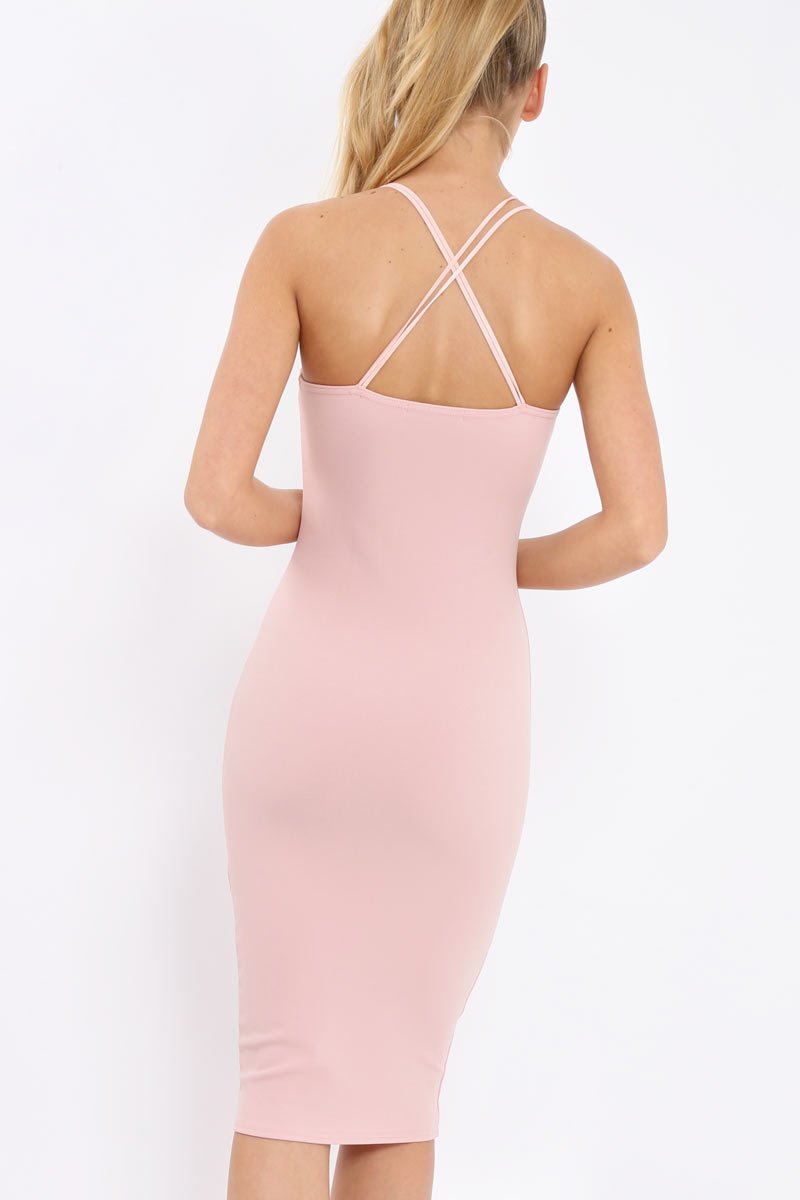 Nude Strap Bra Cup Detail Midi Dress - Helsa-Dresses