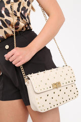 Nude Studded Cross Body Bag - Cherry-Bags