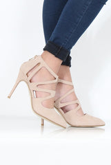 Nude Suede Pointed Heels - Abi-Heels
