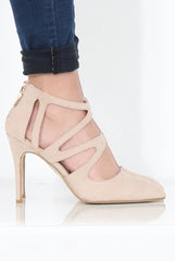 Nude Suede Pointed Heels - Abi-Heels