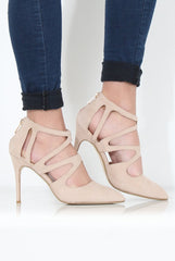 Nude Suede Pointed Heels - Abi-Heels