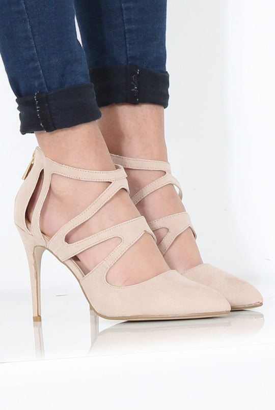 Nude Suede Pointed Heels - Abi
