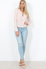 Nude Tie Front Blouse - Becky-Blouses