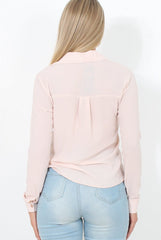 Nude Tie Front Blouse - Becky-Blouses