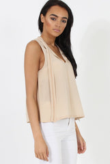 Nude V Front Tie Neck Top - Kennedy-Tops