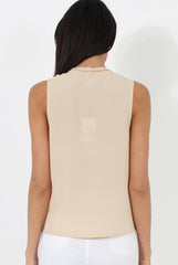 Nude V Front Tie Neck Top - Kennedy-Tops