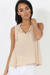 Nude V Front Tie Neck Top - Kennedy-Tops