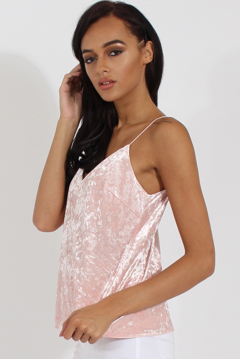 Nude Velvet Cami Top - Misty-Tops