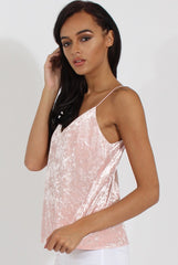 Nude Velvet Cami Top - Misty-Tops
