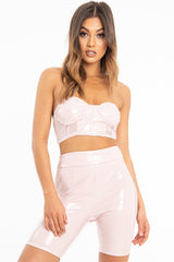 Nude Vinyl Bandeau Cycling Shorts Co-Ord - Giselle-Co-ords