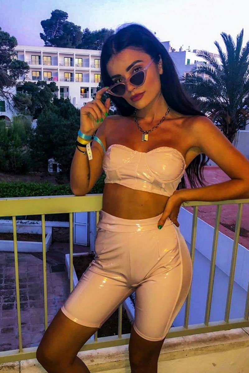 Nude Vinyl Bandeau Cycling Shorts Co-Ord - Giselle-Co-ords