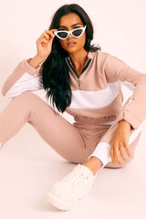 Nude White Stripe Cuff Bottom Tracksuit Co-ord - Nadie-Tracksuits