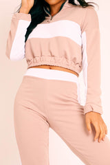 Nude White Stripe Cuff Bottom Tracksuit Co-ord - Nadie-Tracksuits