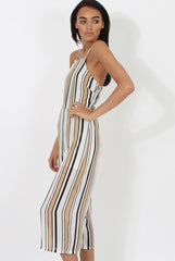 Nude & White Stripe Culotte Jumpsuit - Josephine-Jumpsuits