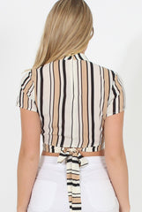 Nude & White Wrap Around Choker Top - Audrey-Tops