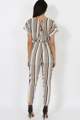Nude & White Wrap Around Jumpsuit - Alma-Jumpsuits