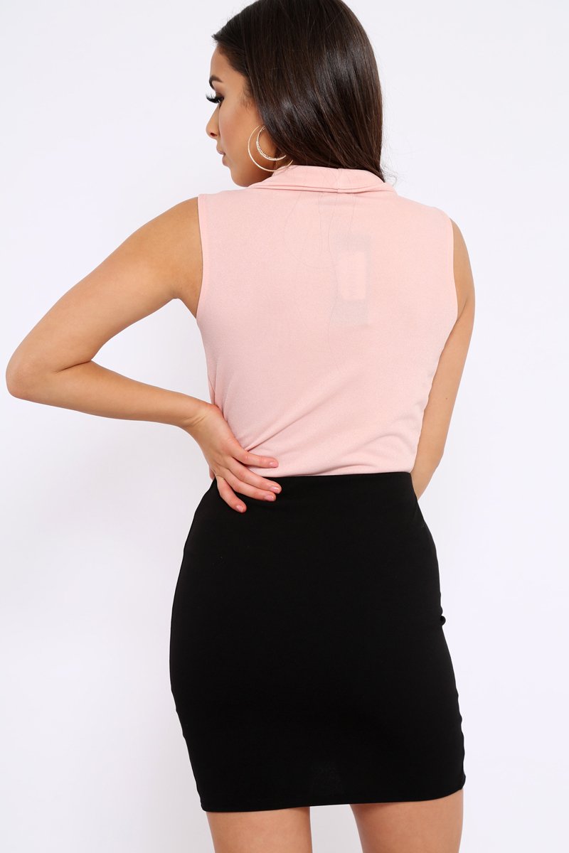 Nude Wrap Front Blazer Style Bodysuit - Leiana-Bodysuits