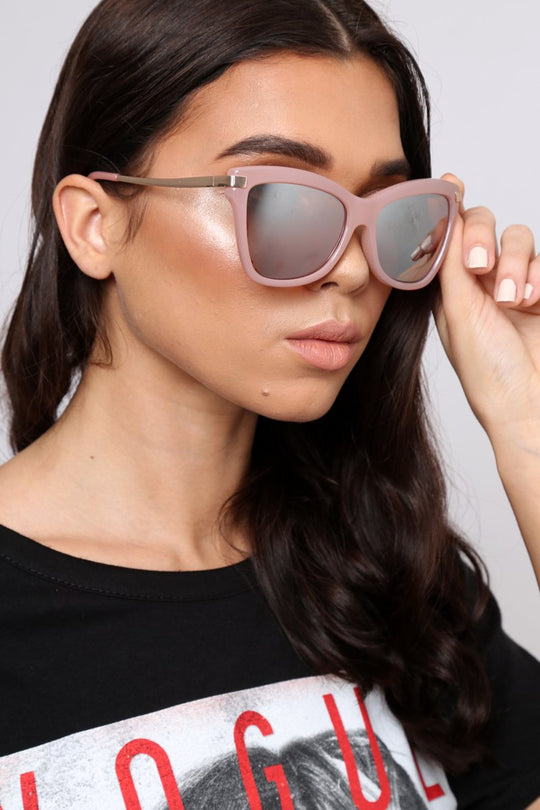 Nude and Rose Gold Retro Sunglasses - Manie