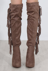 Nula Mocha Tassel Knee High Boots-Boots