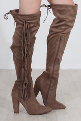Nula Mocha Tassel Knee High Boots-Boots