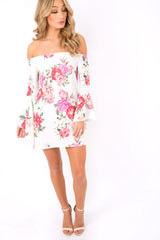 Off Shoulder Flower Dress - Mitsie-Dresses