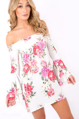 Off Shoulder Flower Dress - Mitsie-Dresses