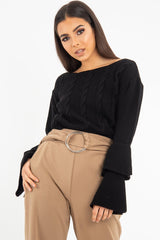 Olive Crepe Wide Leg O Ring Belted Trousers - Jaselle-Trousers