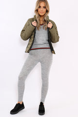 Olive Padded Coat with Side Panel Detail - Tallula-Coats