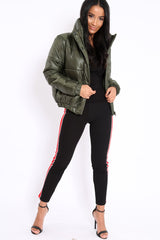 Olive Shiny Puffer Coat - Penny-Coats