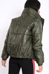 Olive Shiny Puffer Coat - Penny-Coats
