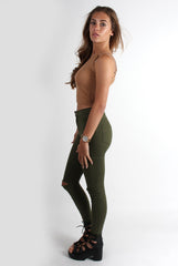 Olivia Khaki High Waisted Super Skinny Jeans-Jeans